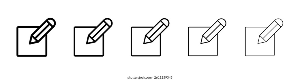 Edit icons vector set in different stroke line style