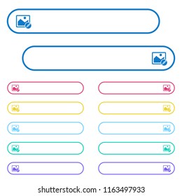 Edit image icons in rounded color menu buttons. Left and right side icon variations.