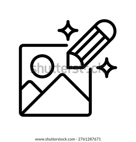 Edit Image Outline Icon Vector Linear Photo Modification Symbol for Design App UI Isolated on White Background