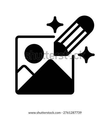 Edit Image Outline Icon Vector Linear Photo Modification Symbol for Design App UI Isolated on White Background
