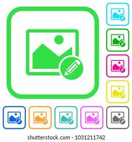 Edit image vivid colored flat icons in curved borders on white background