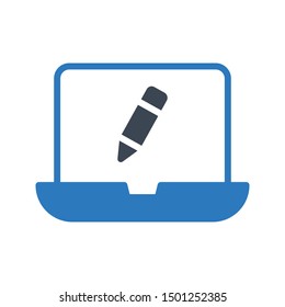 edit laptop glyph colour vector icon