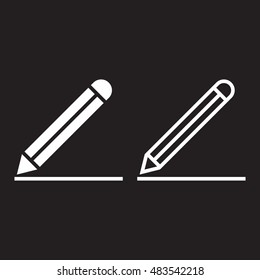 Edit line icon, pencil outline and solid vector sign, linear and full pictogram isolated on black, logo illustration
