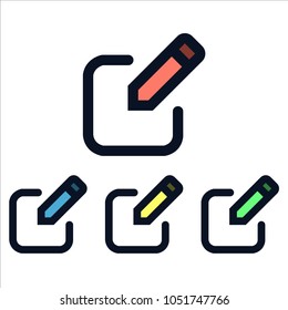 Edit line icon red, blue, yellow and green color