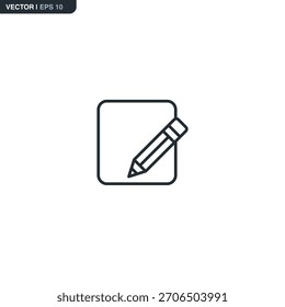 Editar, sinal de estilo linear para conceito móvel e web design. Símbolo, ilustração de logotipo. Gráficos de vetor perfeitos com pixel