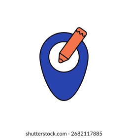Edit Location icon outline editable stroke line drawing eps.
