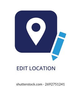 Editar ícone de localização com lápis para mapas e aplicativos de navegação