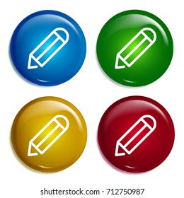 Edit multi color gradient glossy badge icon set. Realistic shiny badge icon or logo mockup