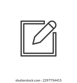 Edit note line icon. Pen and paper linear style sign for mobile concept and web design. Write document outline vector icon. Symbol, logo illustration. Vector graphics