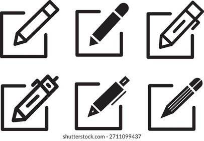 Stiftsymbol bearbeiten, Schaltflächensymbol bearbeiten im Liniendesign, Stiftsymbol ändern, schwarzes Stiftsymbol Symbol anmelden, Vektorsymbol,