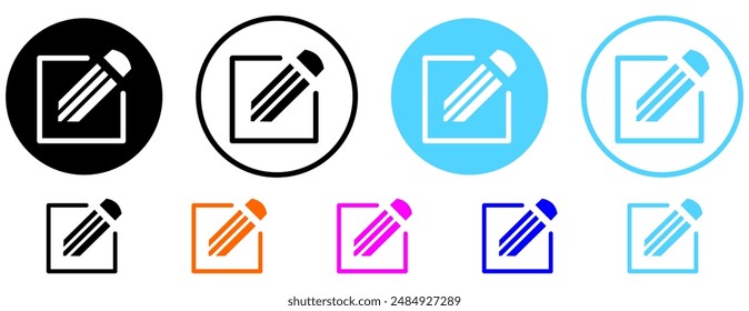 edit pen icon, create modify pen sign button, Pencil icon, sign up icon - editing text file document icons.