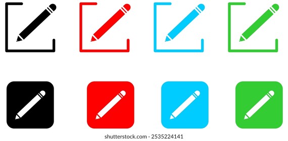 editar icono de pluma, crear modificar Botón de signo de pluma, icono de lápiz, icono de Registrarse - editar documento de archivo de texto - conjunto de iconos web.