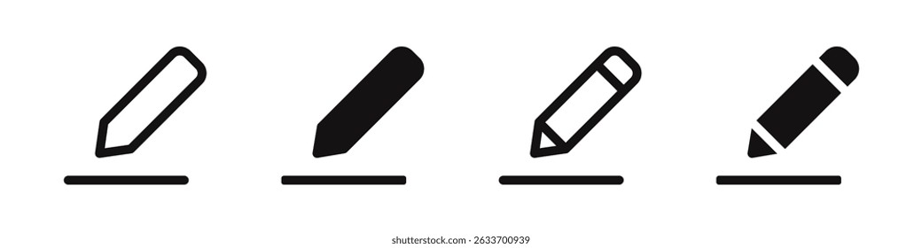 Edit pen icons set. Sign up symbol collection. Vector illustration.