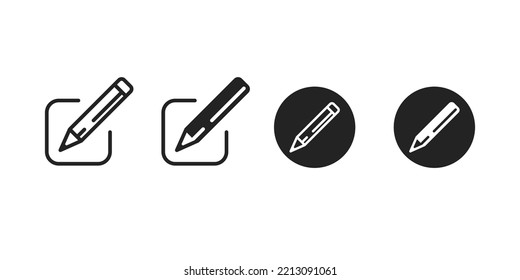 Bearbeiten Sie Stift, ziehen Sie das Bearbeitungssymbol in der Linie. Zeichnen Tool Vektorsymbol Set.