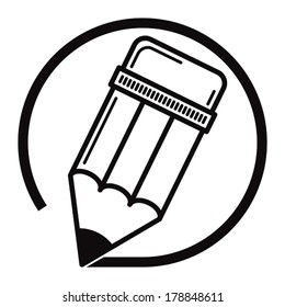 Editar icono de vector blanco y negro del lápiz.