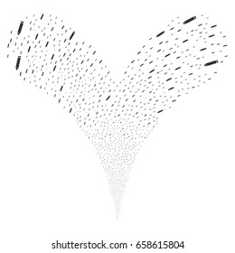 Edit Pencil explosive stream. Vector illustration style is flat gray iconic edit pencil symbols on a white background. Object fountain constructed from random pictographs.