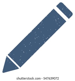 Edit Pencil grainy textured icon for overlay watermark stamps. Flat symbol with unclean texture. Dotted vector blue ink rubber seal stamp with grunge design on a white background.