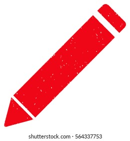 Edit Pencil grainy textured icon for overlay watermark stamps. Flat symbol with dust texture. Dotted vector red ink rubber seal stamp with grunge design on a white background.