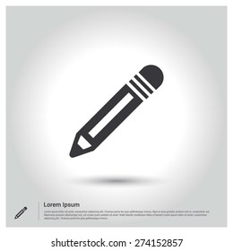 Edit Pencil icon, Flat pictogram Icon design gray background. Vector illustration.