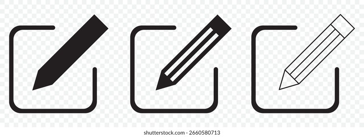 Bearbeiten Sie das Bleistiftsymbol im minimalen Linienstil - Vektor EPS 10 auf transparentem Hintergrund.