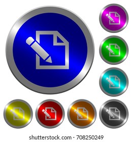 Edit with pencil icons on round luminous coin-like color steel buttons