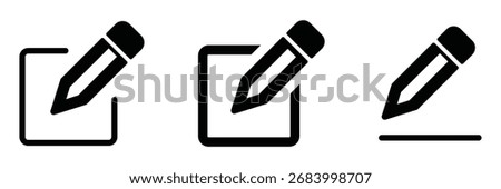Edit and pencil icons set. Writing and note symbols on white background.