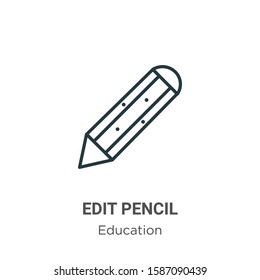 Edit pencil outline vector icon. Thin line black edit pencil icon, flat vector simple element illustration from editable education concept isolated on white background