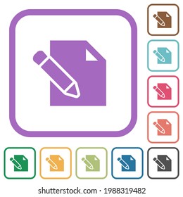 Edit with pencil simple icons in color rounded square frames on white background