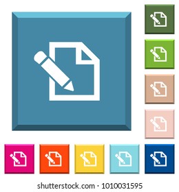 Edit with pencil white icons on edged square buttons in various trendy colors