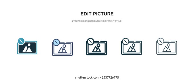 edit picture icon in different style vector illustration. two colored and black edit picture vector icons designed in filled, outline, line and stroke style can be used for web, mobile, ui