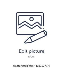 edit picture icon from tools and utensils outline collection. Thin line edit picture icon isolated on white background.