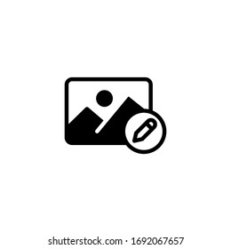 Edit picture vector icon in black solid flat design icon isolated on white background