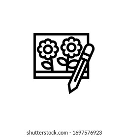 Edit picture vector icon in linear, outline icon isolated on white background