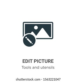 Edit picture vector icon on white background. Flat vector edit picture icon symbol sign from modern tools and utensils collection for mobile concept and web apps design.