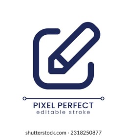 Editar icono de ui lineal perfecto para píxeles. Herramienta de aplicación. Editor en línea. Función de software. Hacer cambios. GUI, diseño UX. Esquema de elemento de interfaz de usuario aislado para aplicación y web. Trazo editable