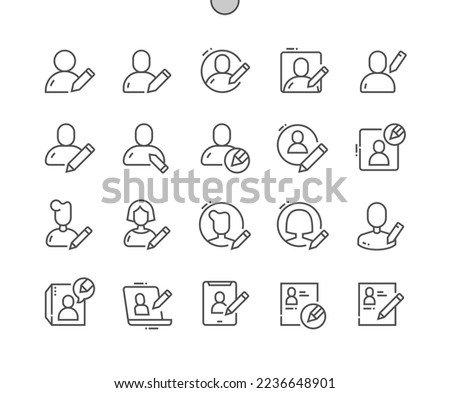 Edit profile. Avatars for user interface. Account. Pixel Perfect Vector Thin Line Icons. Simple Minimal Pictogram
