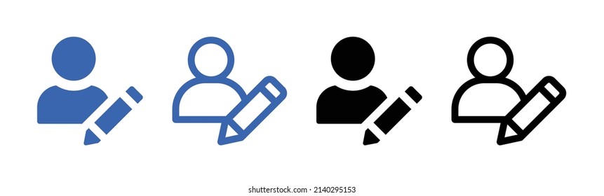 Edit profile icon collection isolated on white background.