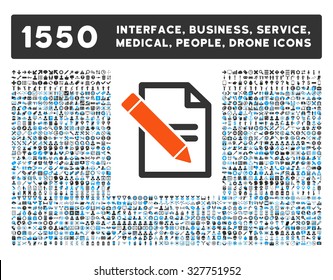 Edit Records and other web interface, business tools, people poses, medical service vector icons. Style is flat symbols, bicolored, rounded angles, white background.