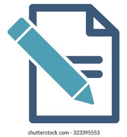 Edit Records vector icon. Style is bicolor flat symbol, cyan and blue colors, rounded angles, white background.