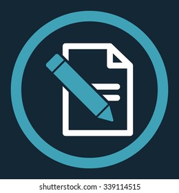Edit Records vector icon. Style is bicolor flat rounded symbol, blue and white colors, rounded angles, dark blue background.
