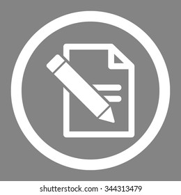 Edit Records vector icon. Style is flat rounded symbol, white color, rounded angles, gray background.