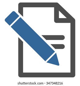 Edit Records vector icon. Style is bicolor flat symbol, cobalt and gray colors, rounded angles, white background.