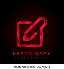 Edit red chromium metallic logo