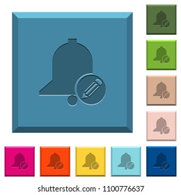 Edit reminder engraved icons on edged square buttons in various trendy colors
