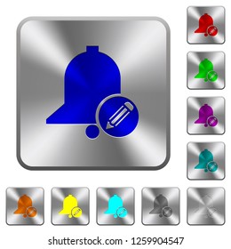 Edit reminder engraved icons on rounded square glossy steel buttons