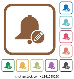Edit reminder simple icons in color rounded square frames on white background