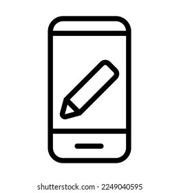 Edit smartphone icon line isolated on white background. Black flat thin icon on modern outline style. Linear symbol and editable stroke. Simple and pixel perfect stroke vector illustration.