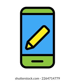 Edit smartphone icon line isolated on white background. Black flat thin icon on modern outline style. Linear symbol and editable stroke. Simple and pixel perfect stroke vector illustration.