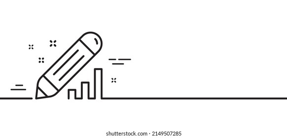 Edit statistics line icon. Pencil chart sign. Seo management symbol. Minimal line illustration background. Edit statistics line icon pattern banner. White web template concept. Vector