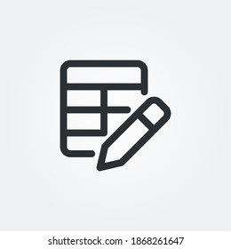 edit table icon vector isolated with line style and black color